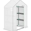 Foliedrivhus 143x74x190 cm med rulleport, vinduer & hylder, hvid