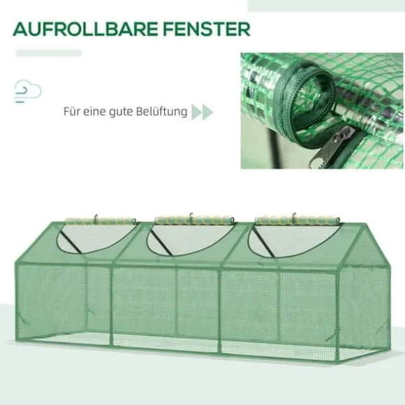 Foliedrivhus 180x60x60 cm med vindue, PE, grøn – tomathus & drivbænk