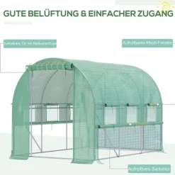 Foliedrivhus 2,95x2x2 m, gåbart, 6 vinduer, UV-beskyttelse – til havebrug