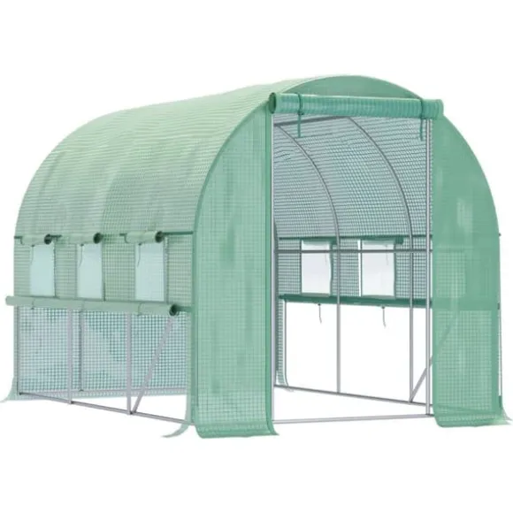 Foliedrivhus 2,95x2x2 m, gåbart, 6 vinduer, UV-beskyttelse – til havebrug