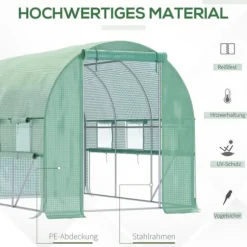 Foliedrivhus 2,95x2x2 m, gåbart, 6 vinduer, UV-beskyttelse – til havebrug