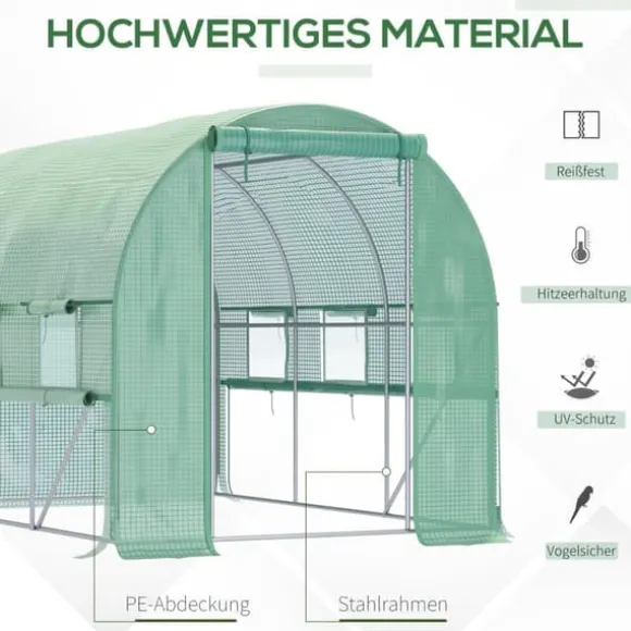 Foliedrivhus 2,95x2x2 m, gåbart, 6 vinduer, UV-beskyttelse – til havebrug