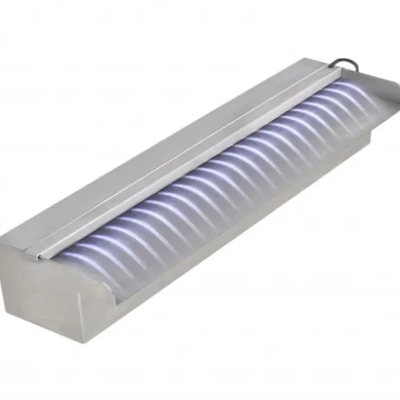 Fontæner - Rektangulær vandfaldsfontæne med LED-lys rustfrit stål 45 cm