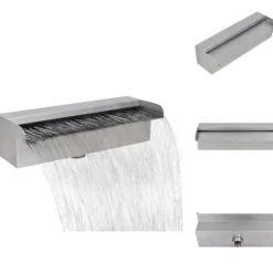 Fontæner - Rektangulær vandfaldsfontæne til pool rustfrit stål 30 cm