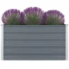 Forhøjet blomsterbed i galvaniseret stål - Holdbar plantekasse | Størrelse: 100x100x45 cm | Farve: Grå