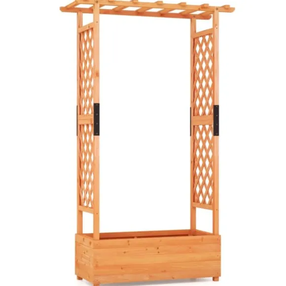 Forhøjet højbed, 224x64x135 cm, Naturfarvet