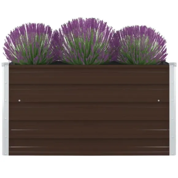 Forhøjet plantekasse 100 x 100 x 45 cm galvaniseret stål brun - Hævet Havekasse - Hævet Havekasser - Home & Living