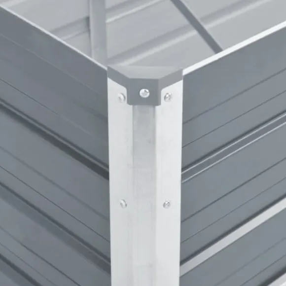 Forhøjet plantekasse i galvaniseret stål - Dybde: 129 cm | Farve: Grå | Størrelse: 129x129x77 cm