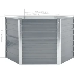 Forhøjet plantekasse i galvaniseret stål - Dybde: 129 cm | Farve: Grå | Størrelse: 129x129x77 cm
