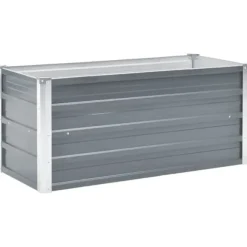 Forhøjet plantekasse i galvaniseret stål - Udedekoration | Størrelse: 100x40x45 cm | Farve: Grå