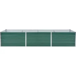 Forhøjet plantekasse i galvaniseret stål - Størrelse: 240x80x45 cm | Farve: Grøn