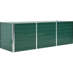 Forhøjet plantekasse i galvaniseret stål - Perfekt til haven | Størrelse: 240x80x77 cm | Farve: Grøn