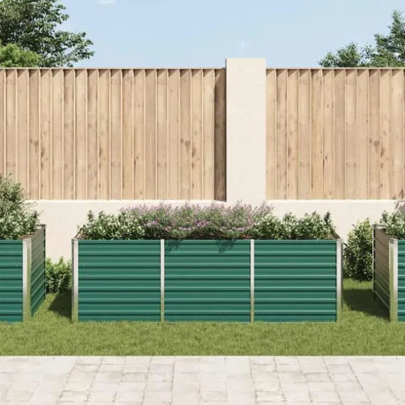 Forhøjet plantekasse i galvaniseret stål - Perfekt til haven | Størrelse: 240x80x77 cm | Farve: Grøn