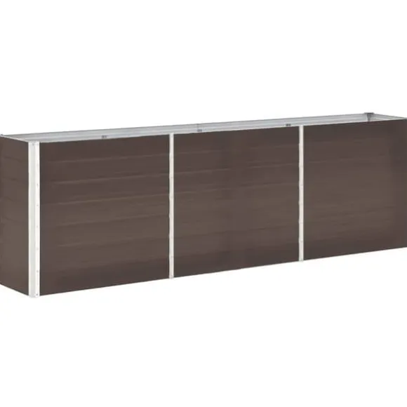 Forhøjet plantekasse i galvaniseret stål - Dybde 240x40x77 cm | Farve: Brun