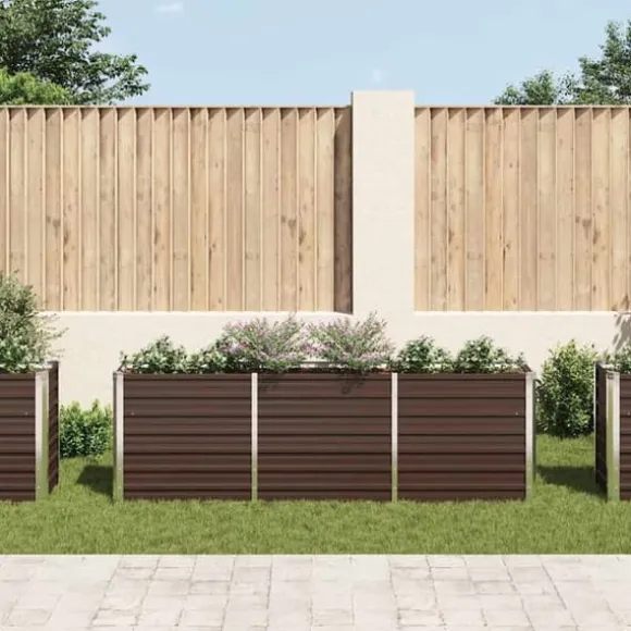 Forhøjet plantekasse i galvaniseret stål - Dybde 240x40x77 cm | Farve: Brun