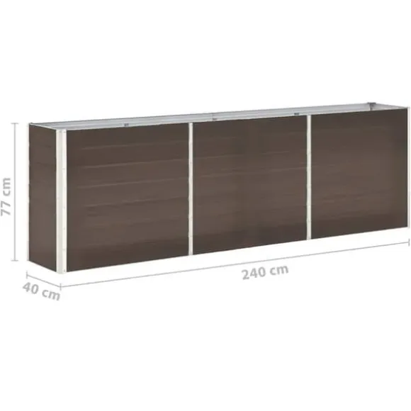 Forhøjet plantekasse i galvaniseret stål - Dybde 240x40x77 cm | Farve: Brun