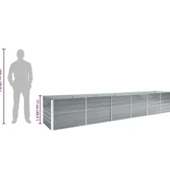 Forhøjet plantekasse i galvaniseret stål - Ideel til haven | Størrelse: 480x80x77 cm | Farve: Grå