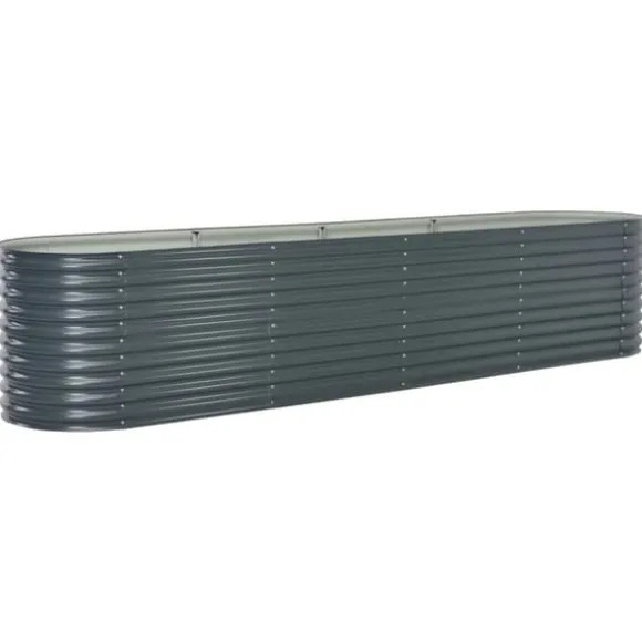 Forhøjet plantekasse 400x80x81 cm galvaniseret stål grå - Plantekasse - Plantekasser - Home & Living