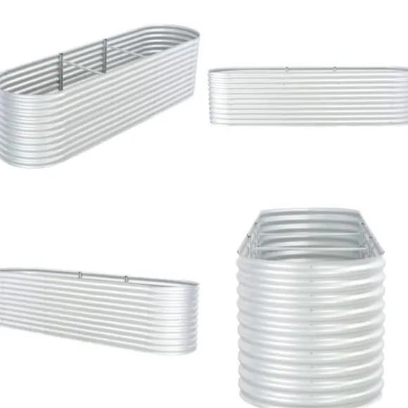 Forhøjet plantekasse 320x80x81 cm galvaniseret stål sølvfarvet - Plantekasse - Plantekasser - Home & Living