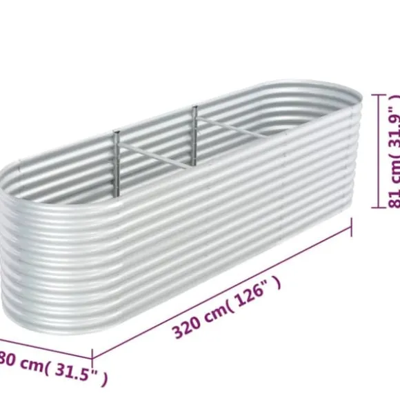 Forhøjet plantekasse 320x80x81 cm galvaniseret stål sølvfarvet - Plantekasse - Plantekasser - Home & Living