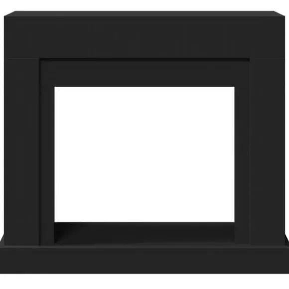 Forsats til pejs i konstrueret træ - Sikkerhedsbarriere | Farve: Sort | Størrelse: 100x30x87,5 cm