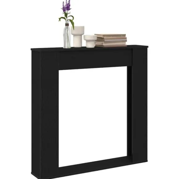 Fortsat til pejs - Slidstærk hylde til LED-flamme | Farve: Sort | Størrelse: 100x20x100 cm