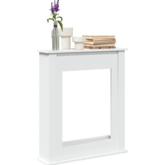 Fortsats til pejs - Dekorativ hylde til LED-flamme | Mål: 75x20x87,5 cm | Farve: Hvid