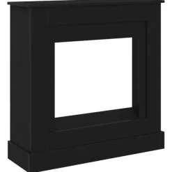 Fortsats til pejs - Dekorativ hylde til LED-flamme | Størrelse: 90x30x90 cm | Farve: Sort egetræsfarvet