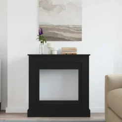 Fortsats til pejs - Dekorativ hylde til LED-flamme | Størrelse: 90x30x90 cm | Farve: Sort egetræsfarvet