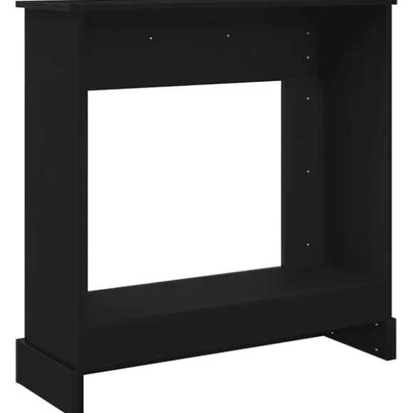 Fortsats til pejs - Dekorativ hylde til LED-flamme | Størrelse: 90x30x90 cm | Farve: Sort egetræsfarvet