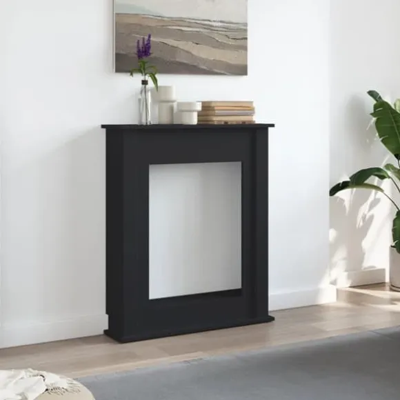 Fortsats til pejs i konstrueret træ - Sikkerhedsbarriere | Størrelse: 75x20x87,5 cm | Farve: Sort