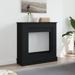 Fortsats til pejs i konstrueret træ - Sikkerhedsbarriere | Farve: Sort | Størrelse: 90x30x90 cm