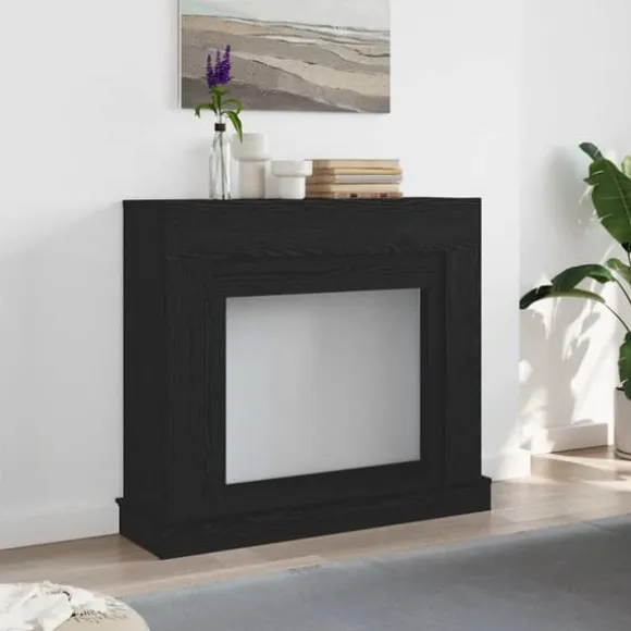 Fortsats til pejs i konstrueret træ - Sikkerhedsbarriere | Farve: Sort-eg | Størrelse: 100x30x87,5 cm