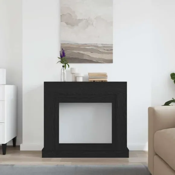 Fortsats til pejs i konstrueret træ - Sikkerhedsbarriere | Farve: Sort-eg | Størrelse: 100x30x87,5 cm