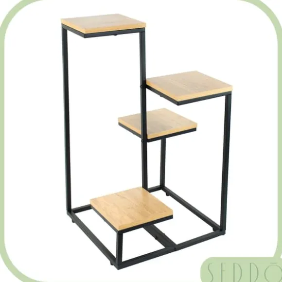 Fritstående blomsterstativ til blomster og planter, 4 niveauer, metal, rustik, 76 cm