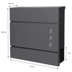 Fritstående brevkasse med avisrum 37 cm antracit inkl. stativ 120 cm højt Fritstående brevkasse sølv