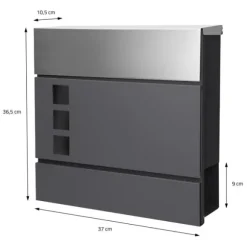 Fritstående brevkasse med avisrum 37 cm antracit inkl. stativ 120 cm højt Fritstående brevkasse sølv