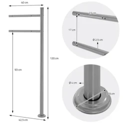 Fritstående brevkasse med avisrum 37 cm antracit inkl. stativ 120 cm højt Fritstående brevkasse sølv