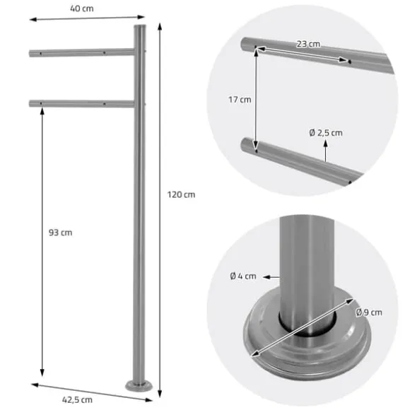 Fritstående brevkasse med avisrum 37 cm antracit inkl. stativ 120 cm højt Fritstående brevkasse sølv