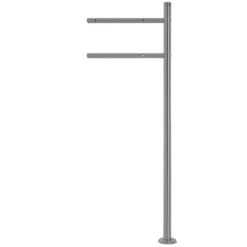 Fritstående brevkasse med avisrum 37 cm antracit/sølv inkl. stander 120 cm høj sølv Fritstående brevkasse