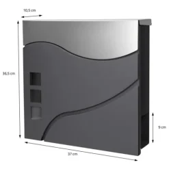 Fritstående brevkasse med avisrum 37 cm antracit/sølv inkl. stander 120 cm høj sølv Fritstående brevkasse