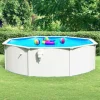 Fritstående swimmingpool med stålvæg 460x120 cm | Farve: Hvid | Inderside: Blå