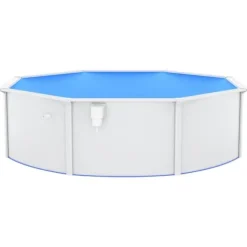 Fritstående swimmingpool med stålvæg 460x120 cm | Farve: Hvid | Inderside: Blå