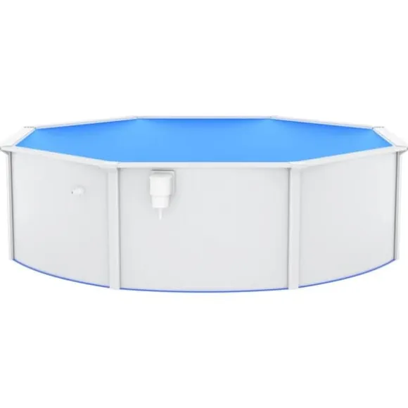Fritstående swimmingpool med stålvæg 460x120 cm | Farve: Hvid | Inderside: Blå