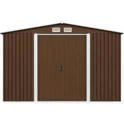 Förvaringsbod i metall - Robust och ventilerad redskapsbod | Färg: Brun | Storlek: 257x205x178 cm