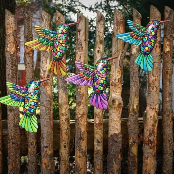 Fugl Hummingbird Vægskilt Have Ornament 12x13,5cm -Grøn
