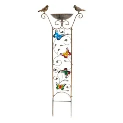 Fuglebad & Have Trellis Combo, Holdbart Jern, Retro Design, Guld