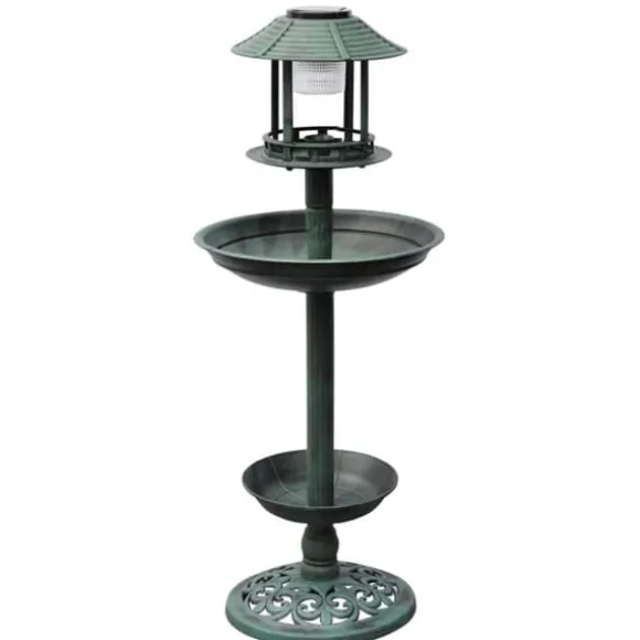 Fuglebade - Living fuglebad/ foderbræt med solcellelampe