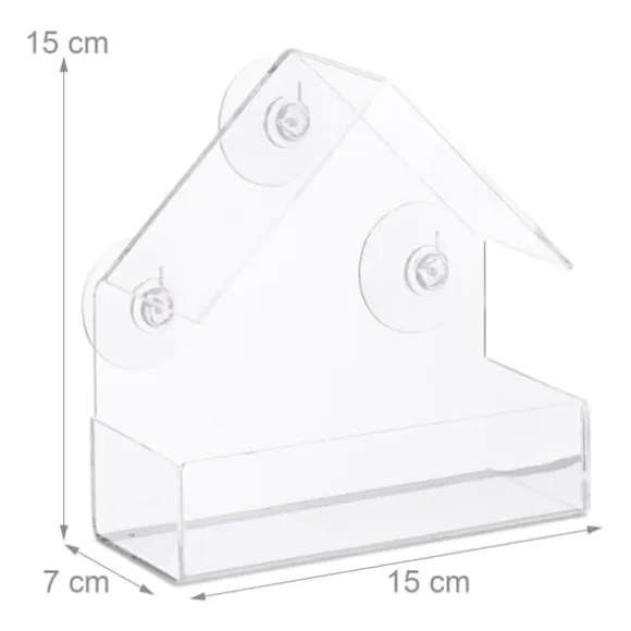 Fuglefoderbræt, 15x15x7 cm, Transparent