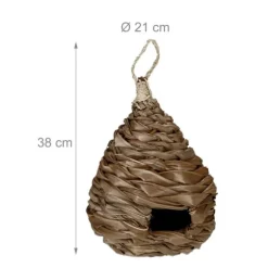 Fuglehus, vævet af kokosfibre, 31x20 cm, natur
